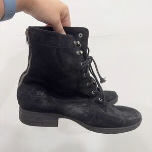 Born Kelisa Suede Lace-Up Zipper Back Boot Black Size 11 Western Fall Punk Goth
